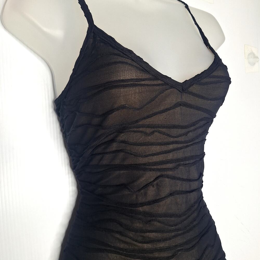 VTG 90s Y2K Bebe Moda Tank Slip Dress Maxi Sheer Overlay S Prom Bombshell HOCO - Picture 2 of 12